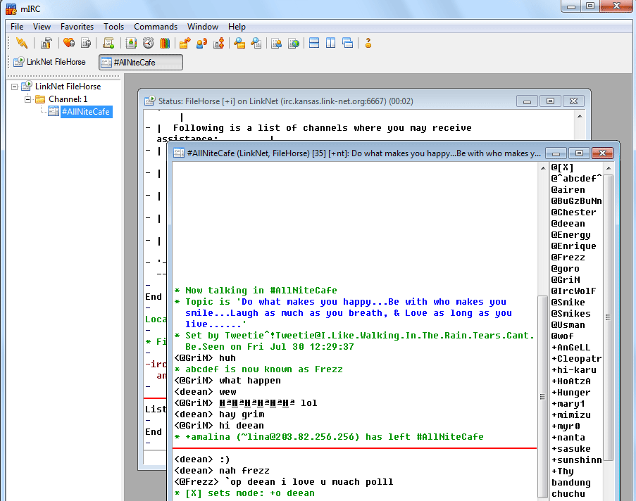 MIRC 7.38 Screenshot 1. old versions of mirc.