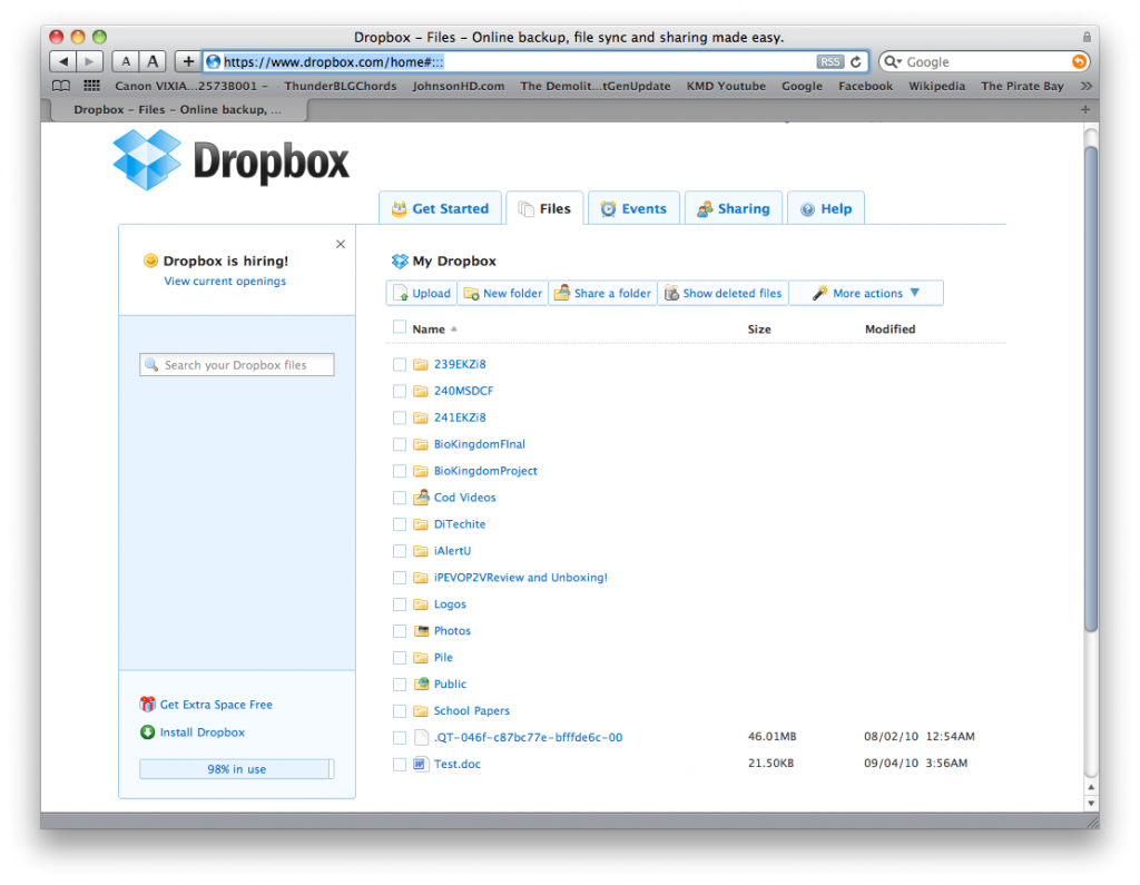 Dropbox - vzhled
