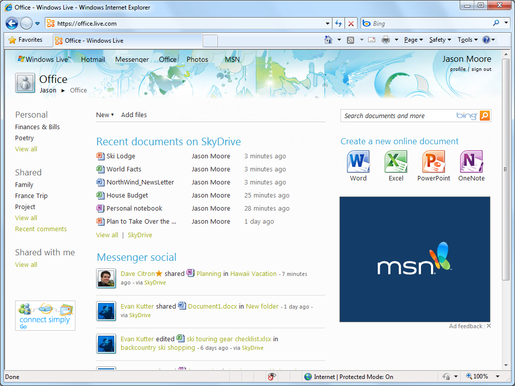 MS SkyDrive - vzhled