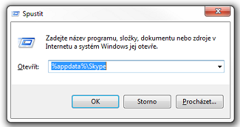 Zadání %appdata%\Skype